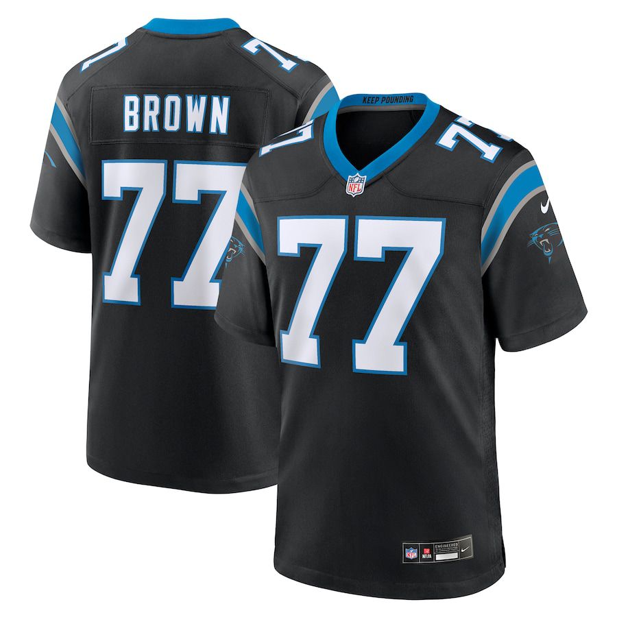 Men Carolina Panthers #77 Deonte Brown Nike Black Team Game NFL Jersey
